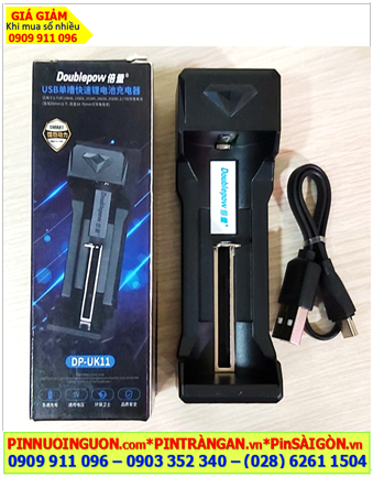 DoublePow DP-UK11 Bộ sạc 01viên pin - tự ngắt báo đèn khi đầy - sạc pin 3,7V 18650, 16340, 14500, 26650,21700...chính hãng 